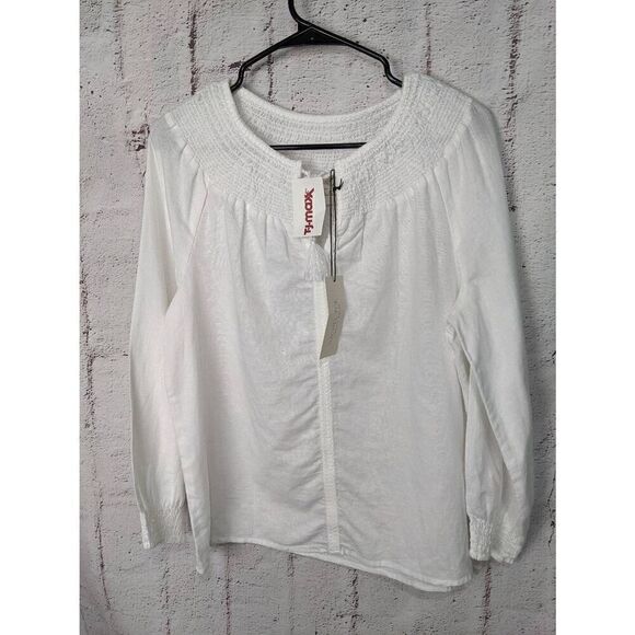 Rachel Zoe White Linen Cotton Bohemian Peasant Top Blouse Sz S Small NWT *Mark o - Picture 1 of 7